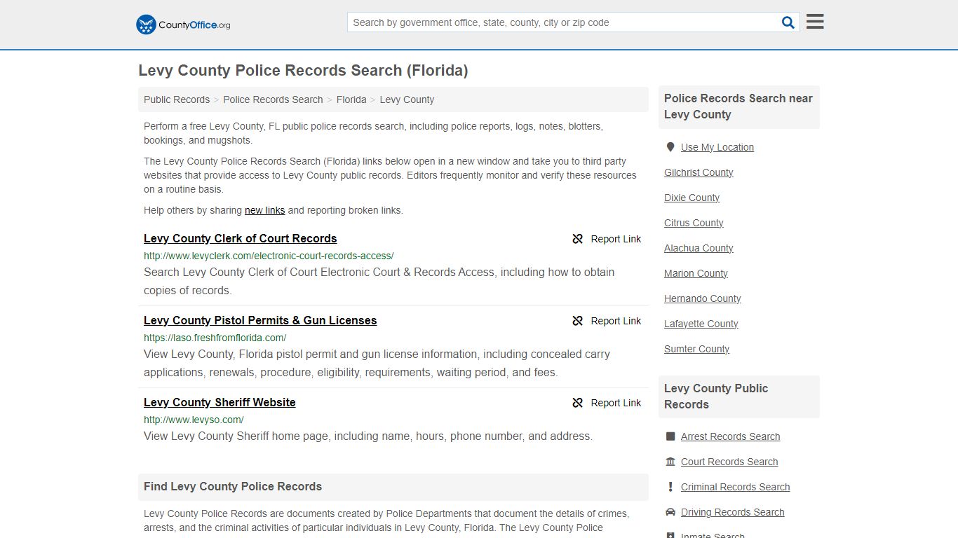 Police Records Search - Levy County, FL (Accidents & Arrest Records)